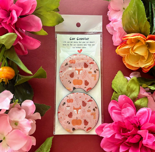 Pink Fall Car Coasters